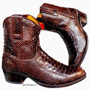 FRYE Deborah RARE Snakeskin Python Exotic Zipper Brown Ankle Bootie Boots Size 7